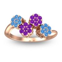 Amethyst Fashion Ring In 18K Rose Gold With Swiss Blue Topaz – Devana Simple Ring