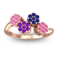 Amethyst Fashion Ring In 18K Rose Gold With Blue Sapphire And Pink Tourmaline – Devana Simple Ring