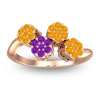 Amethyst Fashion Ring In 18K Rose Gold With Citrine – Devana Simple Ring