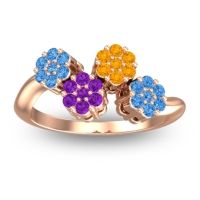 Amethyst Fashion Ring In 18K Rose Gold With Citrine And Swiss Blue Topaz – Devana Simple Ring