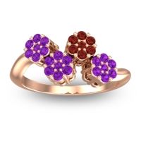 Amethyst Fashion Ring In 18K Rose Gold With Garnet – Devana Simple Ring