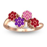 Amethyst Fashion Ring In 18K Rose Gold With Pink Tourmaline And Ruby – Devana Simple Ring