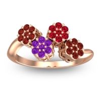 Amethyst Fashion Ring In 18K Rose Gold With Ruby And Garnet – Devana Simple Ring