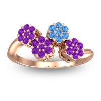 Amethyst Fashion Ring In 18K Rose Gold With Swiss Blue Topaz – Devana Simple Ring