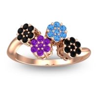 Amethyst Fashion Ring In 18K Rose Gold With Swiss Blue Topaz And Black Onyx – Devana Simple Ring