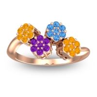 Amethyst Fashion Ring In 18K Rose Gold With Swiss Blue Topaz And Citrine – Devana Simple Ring