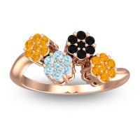 Aquamarine Fashion Ring In 18K Rose Gold With Black Onyx And Citrine – Devana Simple Ring