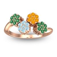 Aquamarine Fashion Ring In 14K Rose Gold With Citrine And Emerald – Devana Simple Ring