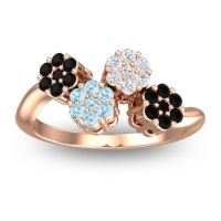 Aquamarine Fashion Ring In 18K Rose Gold With Lab Diamond And Black Onyx – Devana Simple Ring