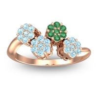 Aquamarine Fashion Ring In 14K Rose Gold With Emerald – Devana Simple Ring