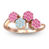 Aquamarine Fashion Ring In 18K Rose Gold With Pink Tourmaline – Devana Simple Ring