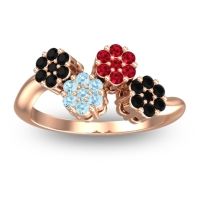 Aquamarine Fashion Ring In 18K Rose Gold With Ruby And Black Onyx – Devana Simple Ring