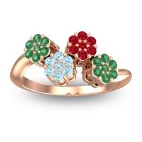 Aquamarine Fashion Ring In 14K Rose Gold With Ruby And Emerald – Devana Simple Ring