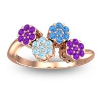 Aquamarine Fashion Ring In 18K Rose Gold With Swiss Blue Topaz And Amethyst – Devana Simple Ring