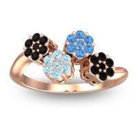 Aquamarine Fashion Ring In 18K Rose Gold With Swiss Blue Topaz And Black Onyx – Devana Simple Ring