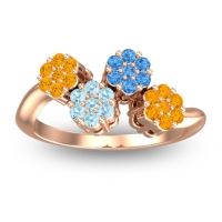 Aquamarine Fashion Ring In 18K Rose Gold With Swiss Blue Topaz And Citrine – Devana Simple Ring
