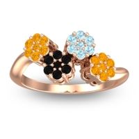 Black Onyx Fashion Ring In 18K Rose Gold With Aquamarine And Citrine – Devana Simple Ring