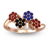 Black Onyx Fashion Ring In 18K Rose Gold With Blue Sapphire And Garnet – Devana Simple Ring