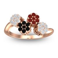 Black Onyx Fashion Ring In 18K Rose Gold With Garnet And Lab Diamond – Devana Simple Ring