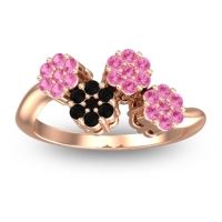 Black Onyx Fashion Ring In 18K Rose Gold With Pink Tourmaline – Devana Simple Ring