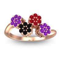 Black Onyx Fashion Ring In 18K Rose Gold With Ruby And Amethyst – Devana Simple Ring