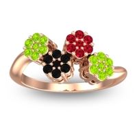 Black Onyx Fashion Ring In 18K Rose Gold With Ruby And Peridot – Devana Simple Ring