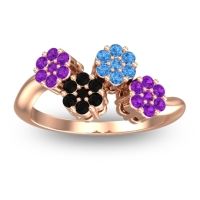 Black Onyx Fashion Ring In 18K Rose Gold With Swiss Blue Topaz And Amethyst – Devana Simple Ring