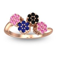 Blue Sapphire Fashion Ring In 18K Rose Gold With Black Onyx And Pink Tourmaline – Devana Simple Ring