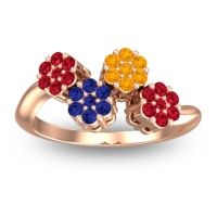 Blue Sapphire Fashion Ring In 18K Rose Gold With Citrine And Ruby – Devana Simple Ring