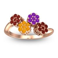 Citrine Fashion Ring In 18K Rose Gold With Amethyst And Garnet – Devana Simple Ring