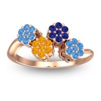 Citrine Fashion Ring In 18K Rose Gold With Blue Sapphire And Swiss Blue Topaz – Devana Simple Ring