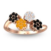 Citrine Fashion Ring In 18K Rose Gold With Diamond And Black Onyx – Devana Simple Ring