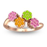 Citrine Fashion Ring In 18K Rose Gold With Peridot And Pink Tourmaline – Devana Simple Ring