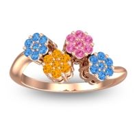 Citrine Fashion Ring In 18K Rose Gold With Pink Tourmaline And Swiss Blue Topaz – Devana Simple Ring