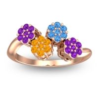 Citrine Fashion Ring In 18K Rose Gold With Swiss Blue Topaz And Amethyst – Devana Simple Ring