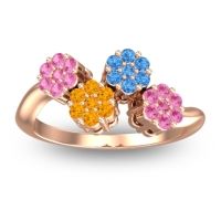 Citrine Fashion Ring In 18K Rose Gold With Swiss Blue Topaz And Pink Tourmaline – Devana Simple Ring