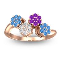Lab Diamond Fashion Ring In 18K Rose Gold With Amethyst And Swiss Blue Topaz – Devana Simple Ring