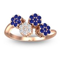 Diamond Fashion Ring In 18K Rose Gold With Blue Sapphire – Devana Simple Ring