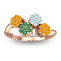 Emerald Fashion Ring In 18K Rose Gold With Aquamarine And Citrine – Devana Simple Ring