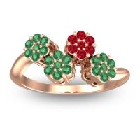 Emerald Fashion Ring In 14K Rose Gold With Ruby – Devana Simple Ring