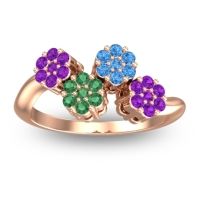 Emerald Fashion Ring In 18K Rose Gold With Swiss Blue Topaz And Amethyst – Devana Simple Ring