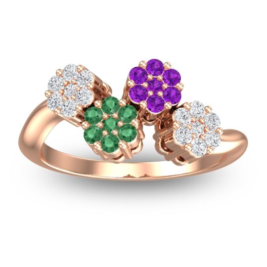 Simple Floral Pave Devana Ring