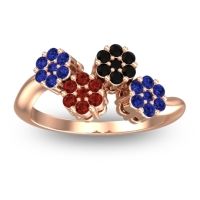 Garnet Fashion Ring In 18K Rose Gold With Black Onyx And Blue Sapphire – Devana Simple Ring