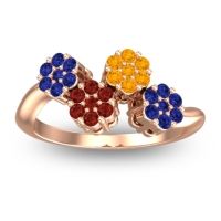 Garnet Fashion Ring In 18K Rose Gold With Citrine And Blue Sapphire – Devana Simple Ring