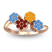Simple Floral Pave Devana Ring