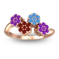 Garnet Fashion Ring In 18K Rose Gold With Swiss Blue Topaz And Amethyst – Devana Simple Ring