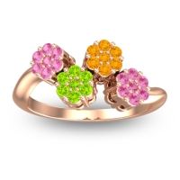 Peridot Fashion Ring In 18K Rose Gold With Citrine And Pink Tourmaline – Devana Simple Ring