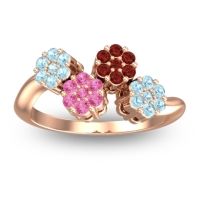 Pink Tourmaline Fashion Ring In 18K Rose Gold With Garnet And Aquamarine – Devana Simple Ring