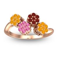 Pink Tourmaline Fashion Ring In 18K Rose Gold With Garnet And Citrine – Devana Simple Ring