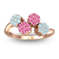 Pink Tourmaline Fashion Ring In 18K Rose Gold With Aquamarine – Devana Simple Ring